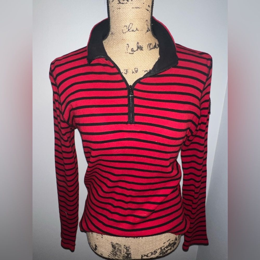 Lauren Ralph Lauren Active Long Sleeve 1/4 Zip Color Red Size Large
